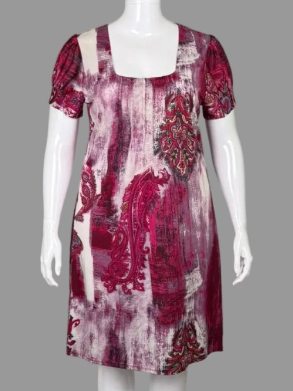 Papa Vancouver Fuchsia and Green Pleated Dress - Size L